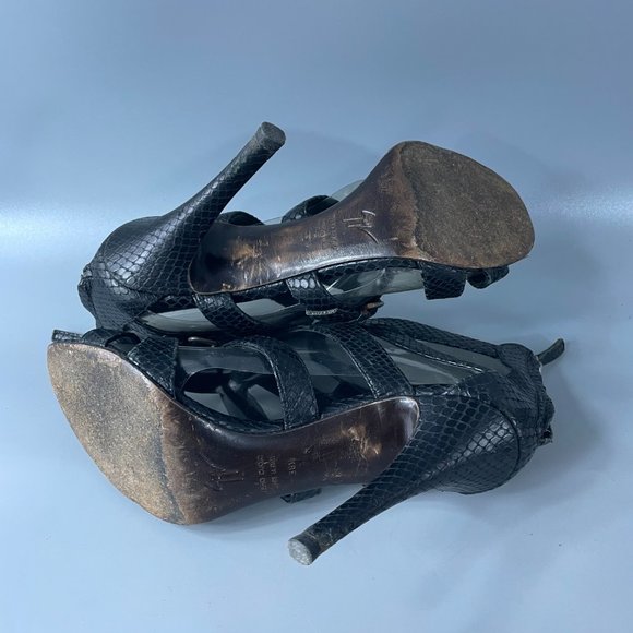 Giusuppe Zanotti Black python Gladiator Strappy Heels Sandals, Size 38.5 - Picture 9 of 13